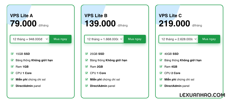 GIÁ BÁN OPENVZ VPS